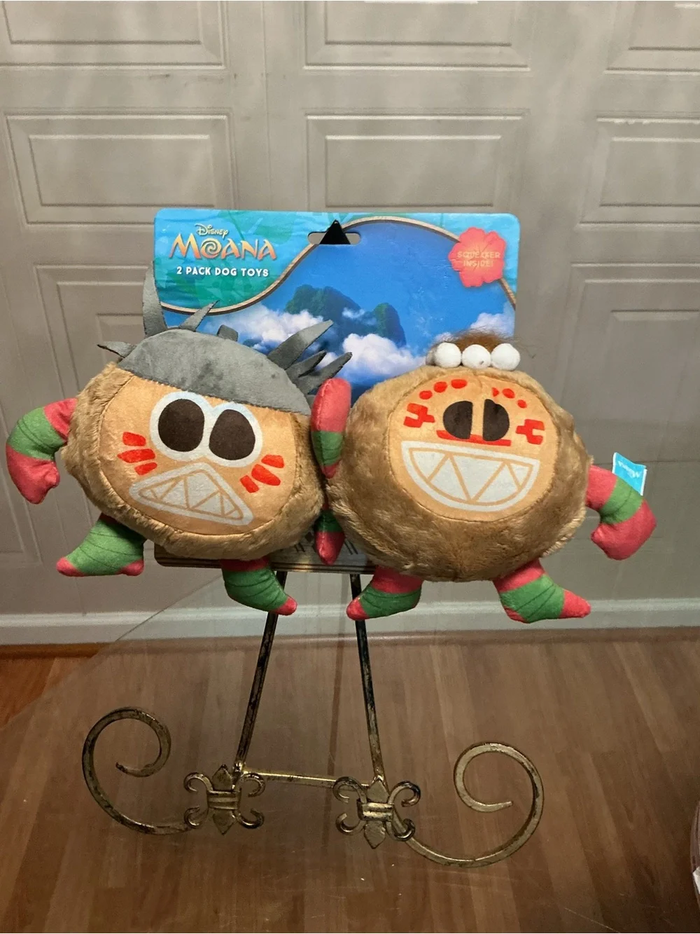 Brand  Set Of 2  Disney Dog Toy, Moana Kakamora Coconut  Clinker & Squeaker 7”